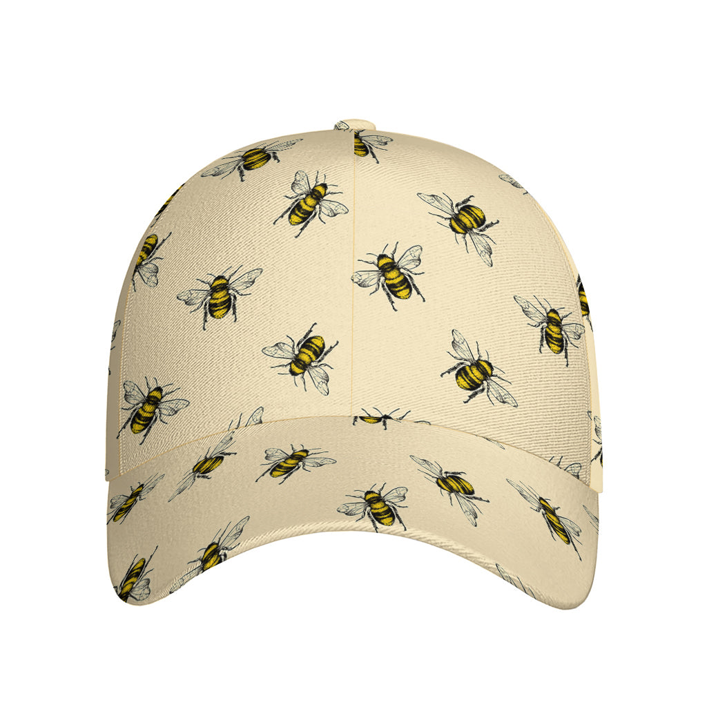 Vintage Bee Pattern Print Baseball Cap