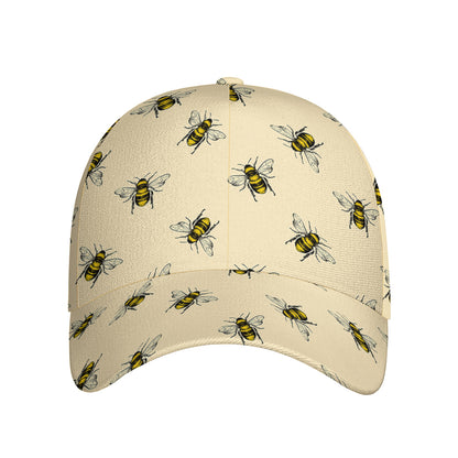 Vintage Bee Pattern Print Baseball Cap