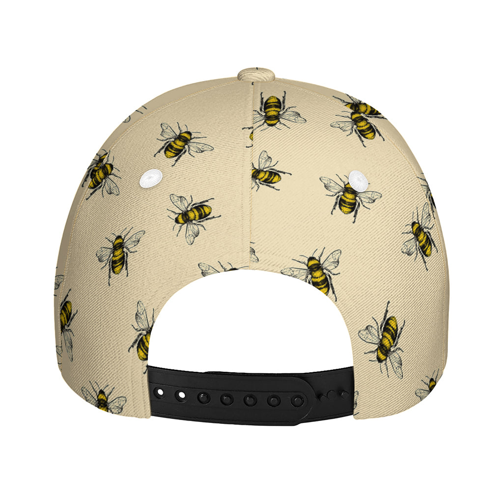 Vintage Bee Pattern Print Baseball Cap