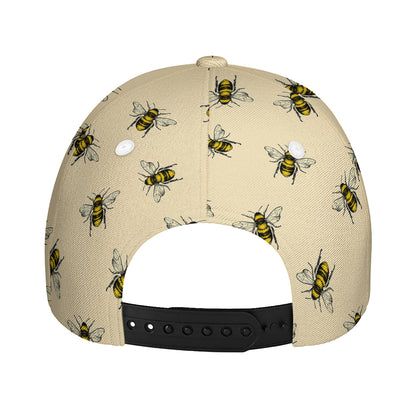 Vintage Bee Pattern Print Baseball Cap