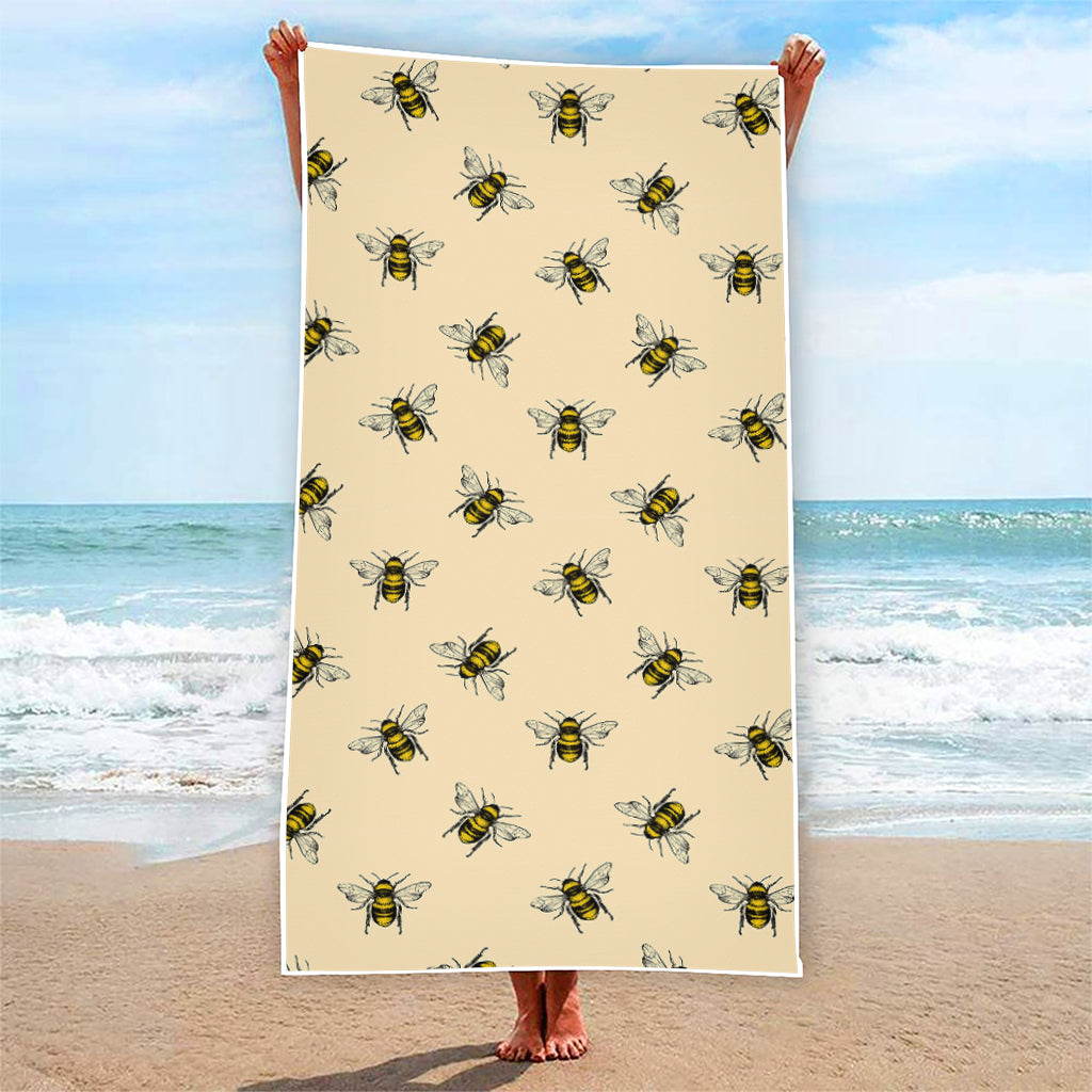 Vintage Bee Pattern Print Beach Towel
