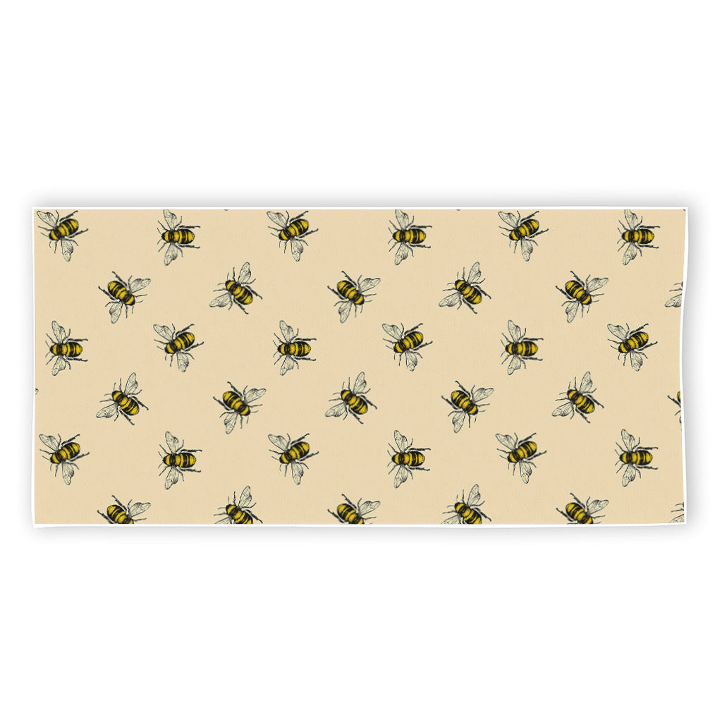 Vintage Bee Pattern Print Beach Towel