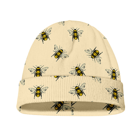 Vintage Bee Pattern Print Beanie