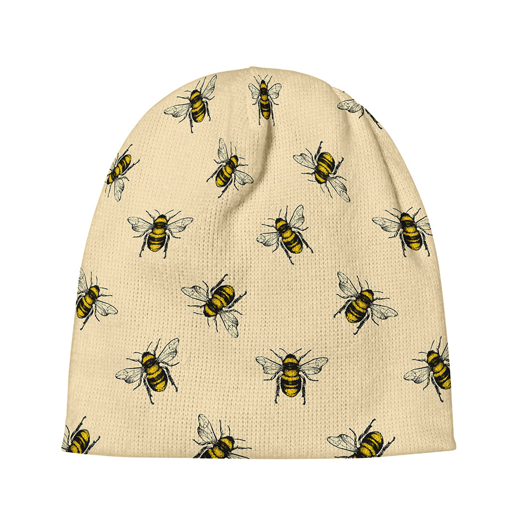 Vintage Bee Pattern Print Beanie