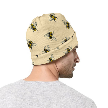 Vintage Bee Pattern Print Beanie