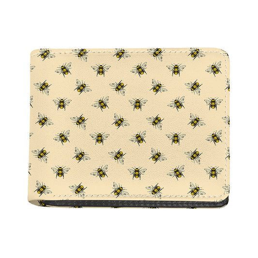 Vintage Bee Pattern Print Bifold Wallet