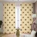 Vintage Bee Pattern Print Dimout Pencil Pleat Curtains