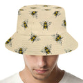 Vintage Bee Pattern Print Bucket Hat