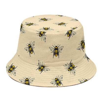 Vintage Bee Pattern Print Bucket Hat
