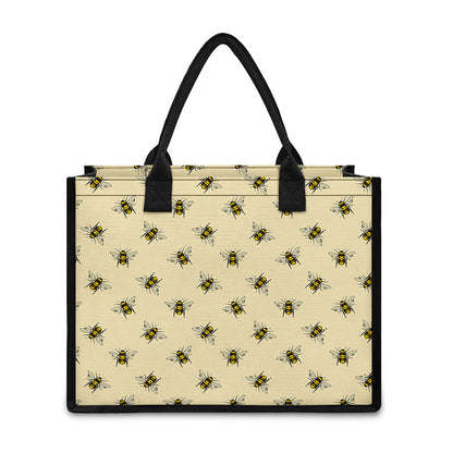 Vintage Bee Pattern Print Canvas Tote Bag