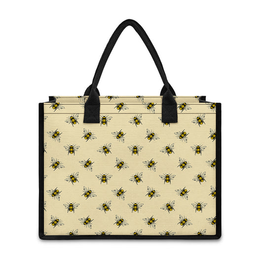 Vintage Bee Pattern Print Canvas Tote Bag