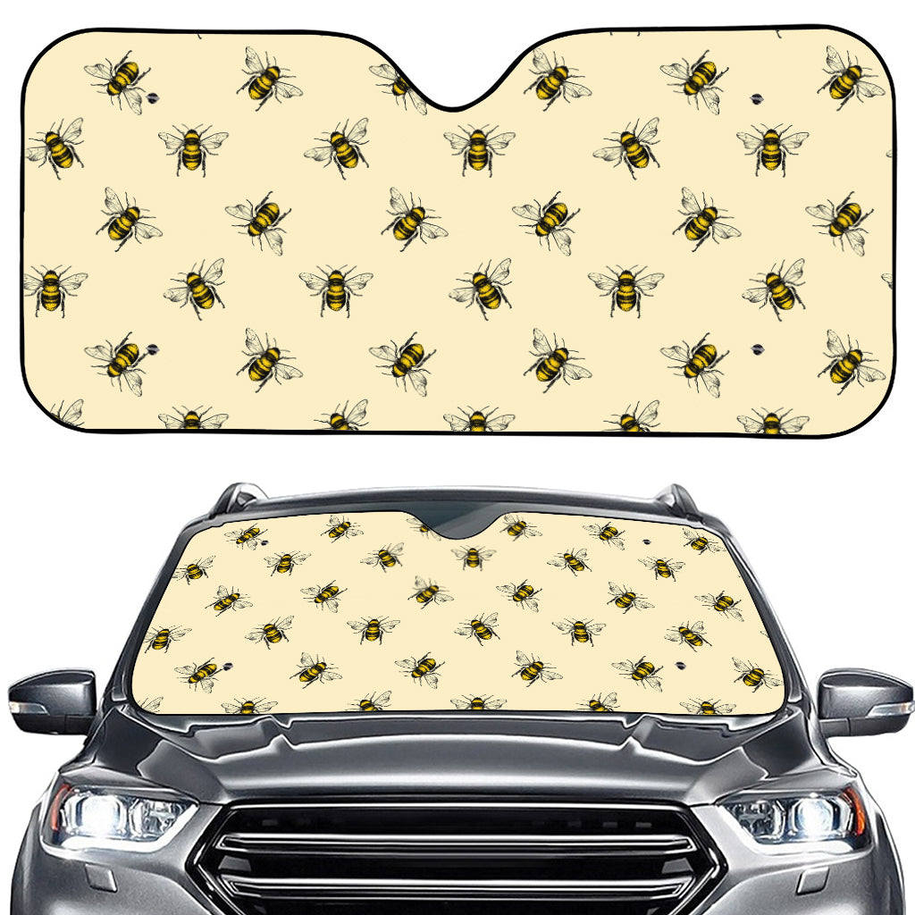 Vintage Bee Pattern Print Car Windshield Sun Shade