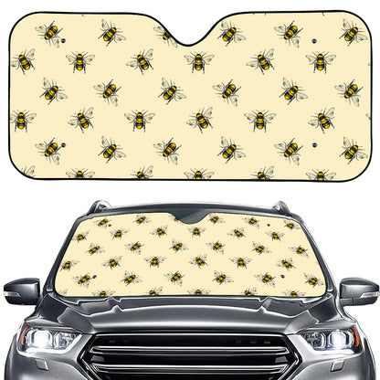 Vintage Bee Pattern Print Car Windshield Sun Shade