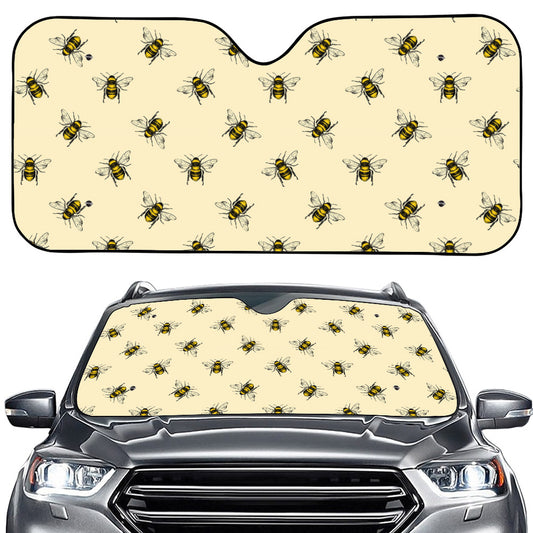 Vintage Bee Pattern Print Car Windshield Sun Shade