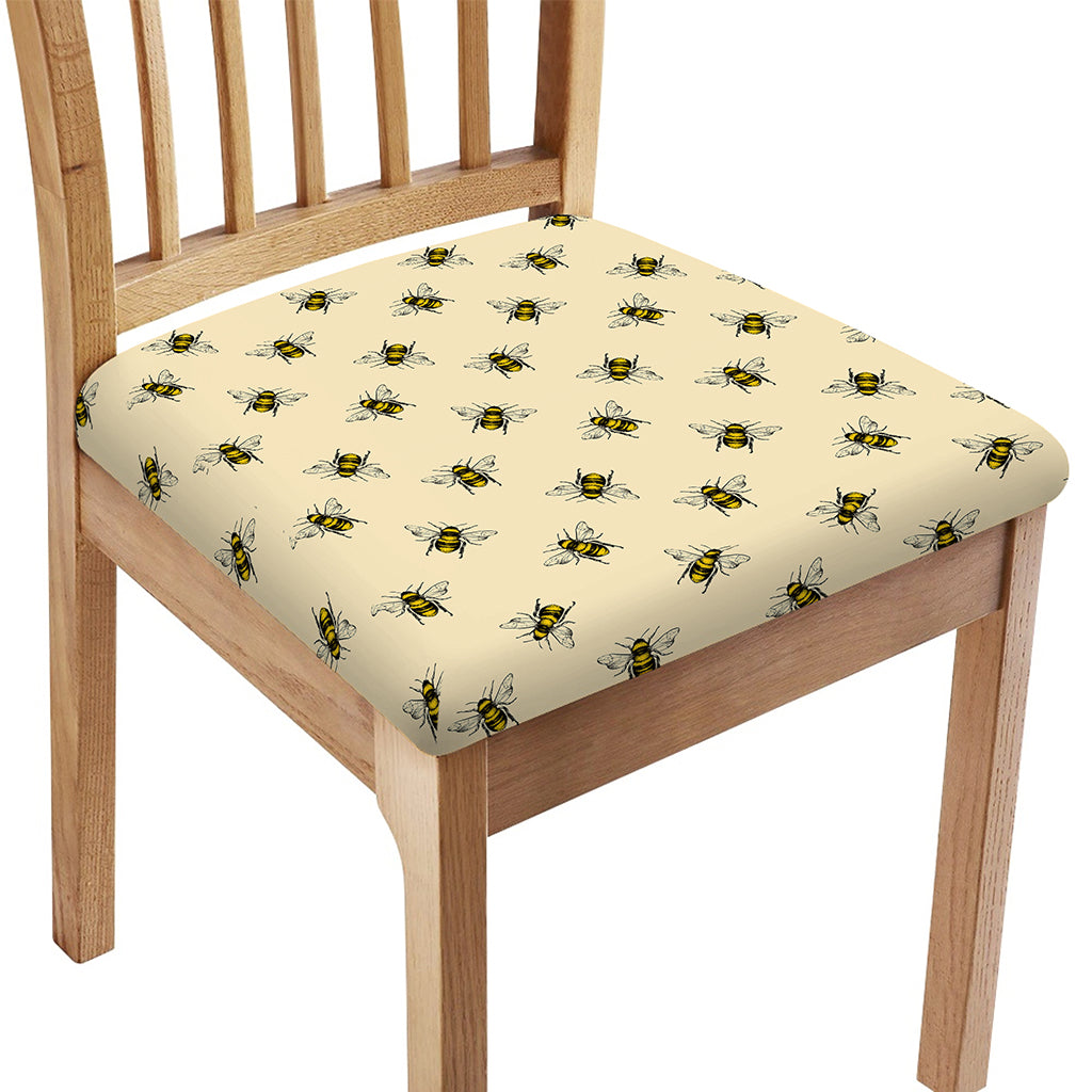 Vintage Bee Pattern Print Chair Cushion Cover