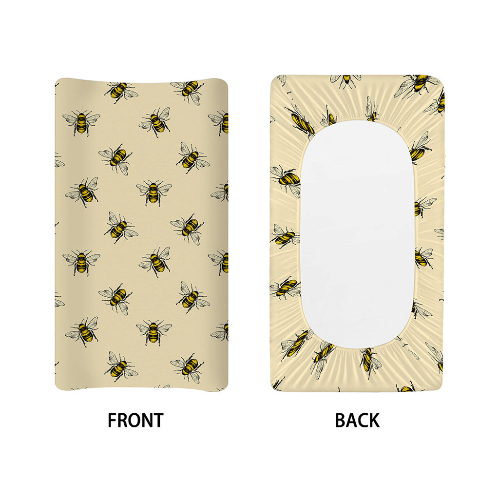 Vintage Bee Pattern Print Changing Pad Cover