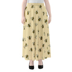Vintage Bee Pattern Print Chiffon Maxi Skirt