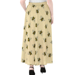 Vintage Bee Pattern Print Chiffon Maxi Skirt