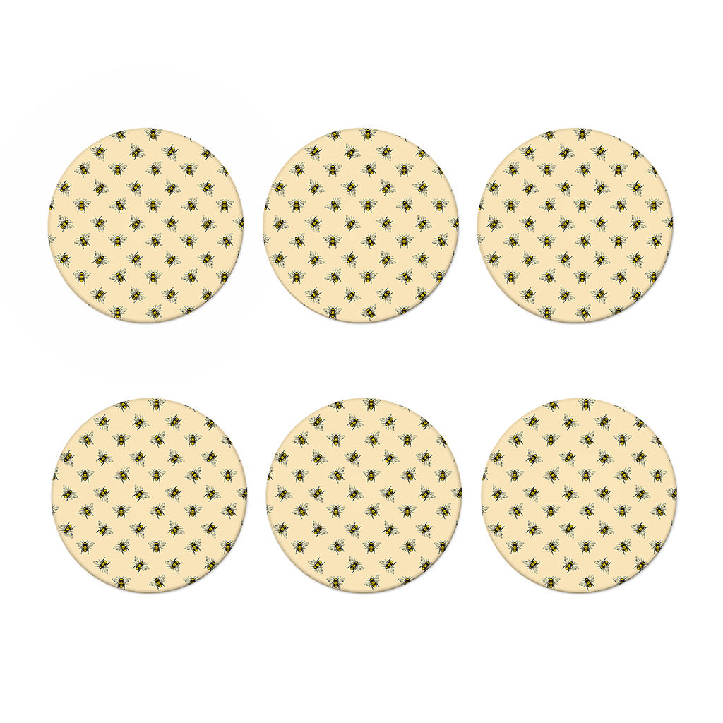 Vintage Bee Pattern Print Coaster Set