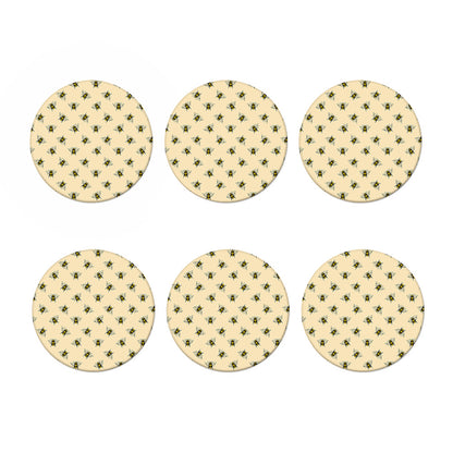 Vintage Bee Pattern Print Coaster Set