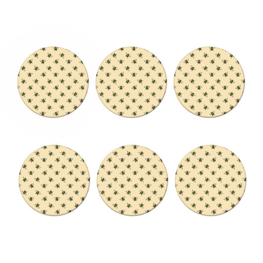 Vintage Bee Pattern Print Coaster Set