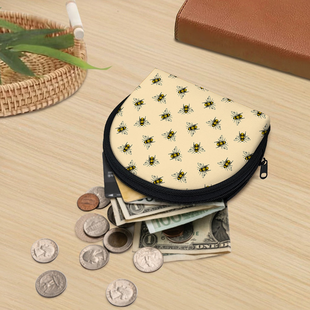 Vintage Bee Pattern Print Coin Purse