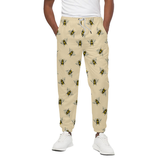Vintage Bee Pattern Print Cotton Pants