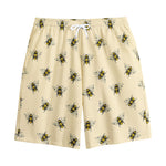 Vintage Bee Pattern Print Cotton Shorts