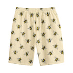 Vintage Bee Pattern Print Cotton Shorts