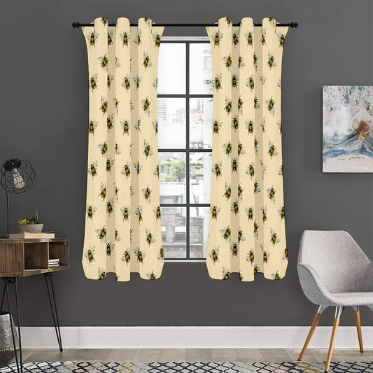 Vintage Bee Pattern Print Curtain