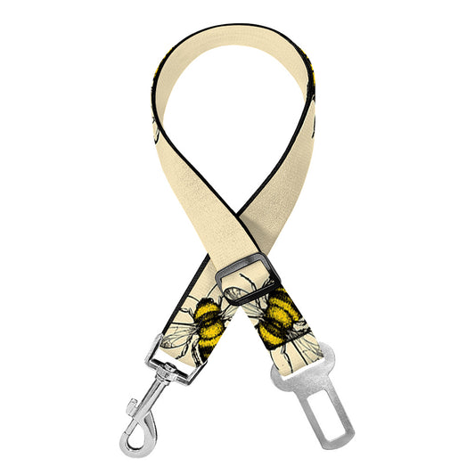 Vintage Bee Pattern Print Dog Seat Belt