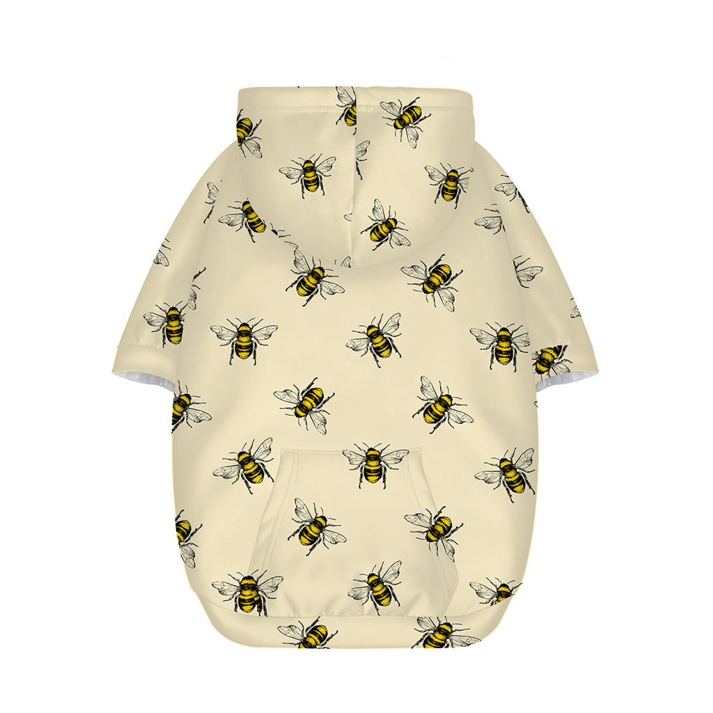 Vintage Bee Pattern Print Dog Zip Up Hoodie