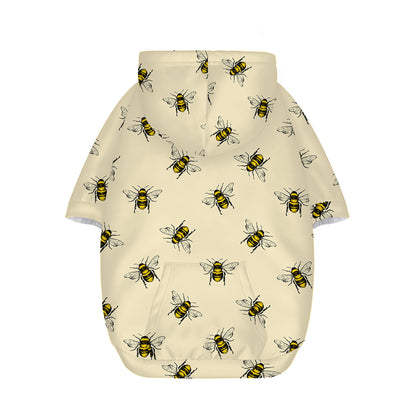 Vintage Bee Pattern Print Dog Zip Up Hoodie