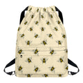 Vintage Bee Pattern Print Drawstring Backpack