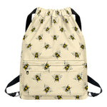 Vintage Bee Pattern Print Drawstring Backpack
