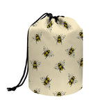 Vintage Bee Pattern Print Drawstring Makeup Bag