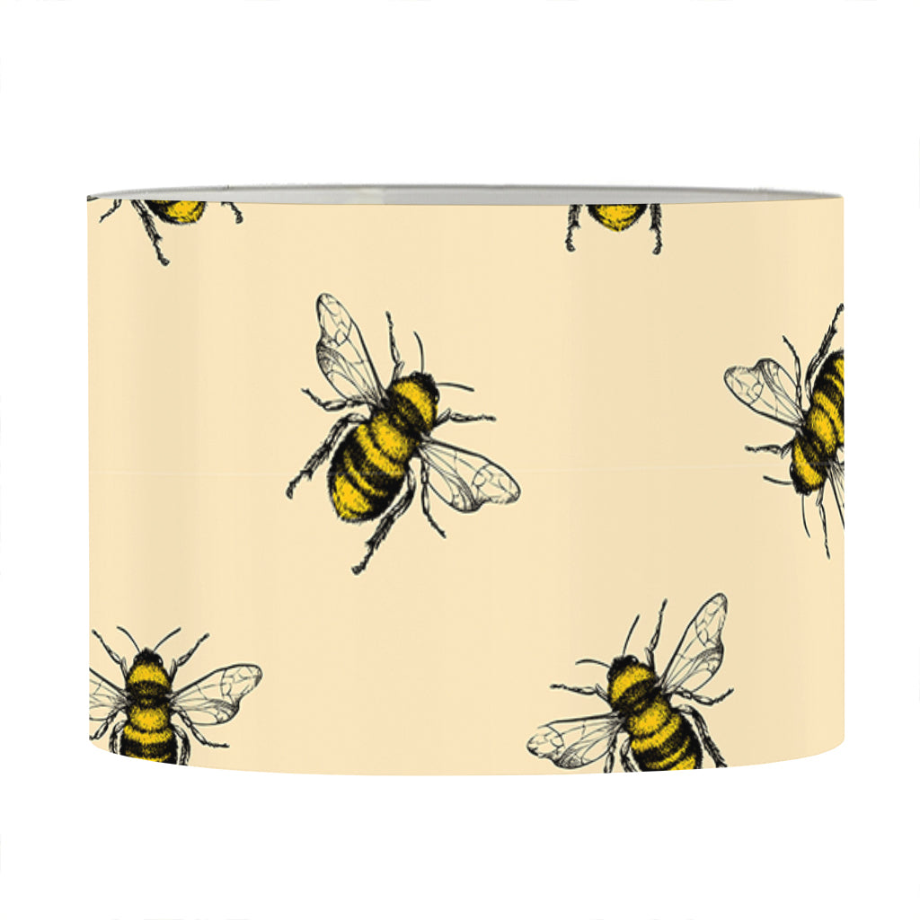 Vintage Bee Pattern Print Drum Lamp Shade