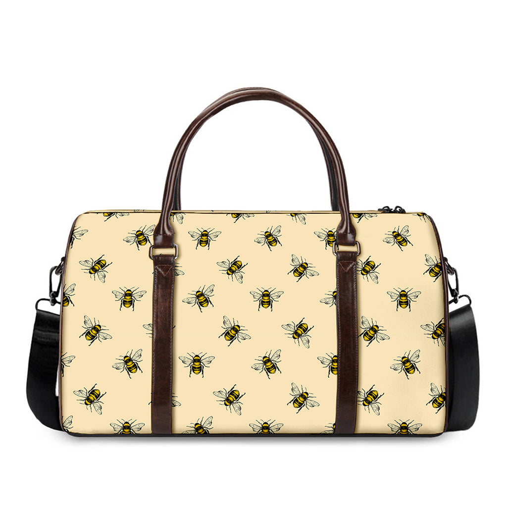 Vintage Bee Pattern Print Duffle Bag