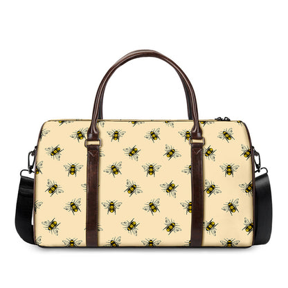 Vintage Bee Pattern Print Duffle Bag