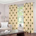 Vintage Bee Pattern Print Extra Wide Grommet Curtains