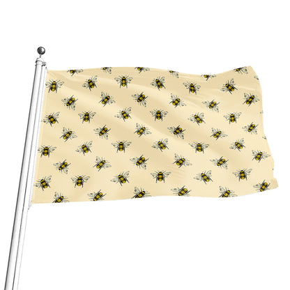 Vintage Bee Pattern Print Flag