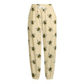Vintage Bee Pattern Print Fleece Lined Knit Pants