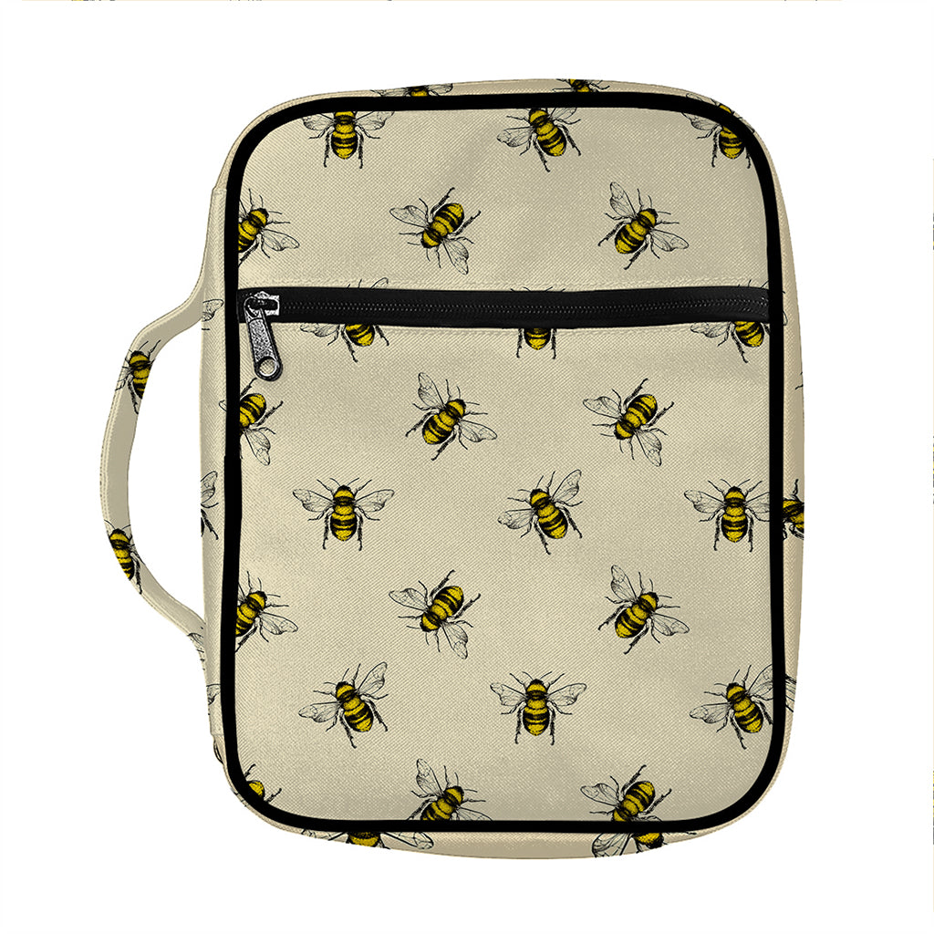 Vintage Bee Pattern Print Front Pocket Bible Bag