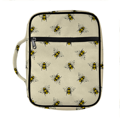 Vintage Bee Pattern Print Front Pocket Bible Bag