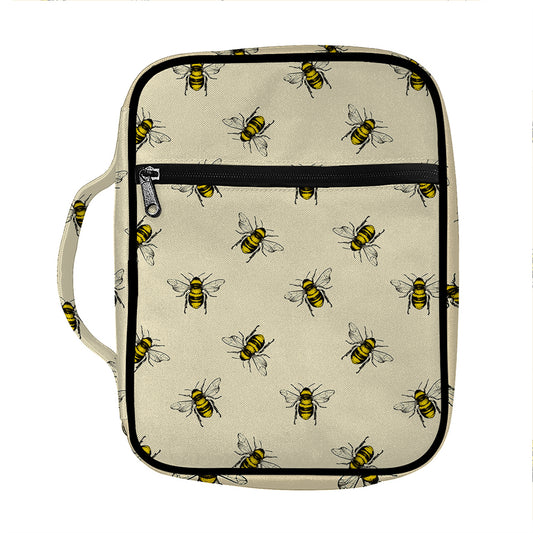 Vintage Bee Pattern Print Front Pocket Bible Bag