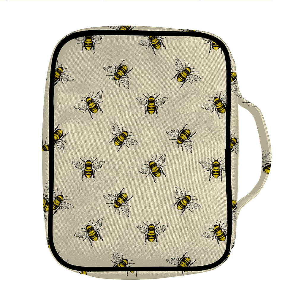 Vintage Bee Pattern Print Front Pocket Bible Bag