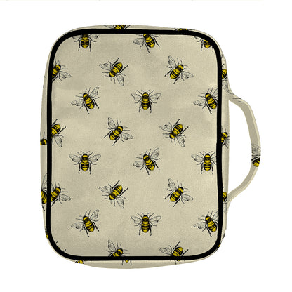 Vintage Bee Pattern Print Front Pocket Bible Bag