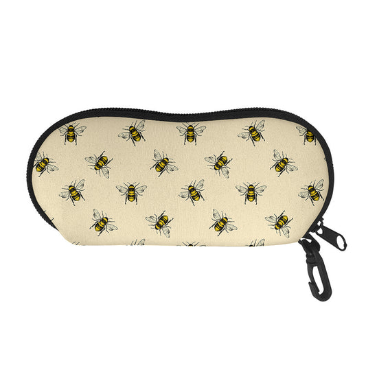 Vintage Bee Pattern Print Glasses Case