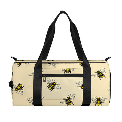 Vintage Bee Pattern Print Gym Bag