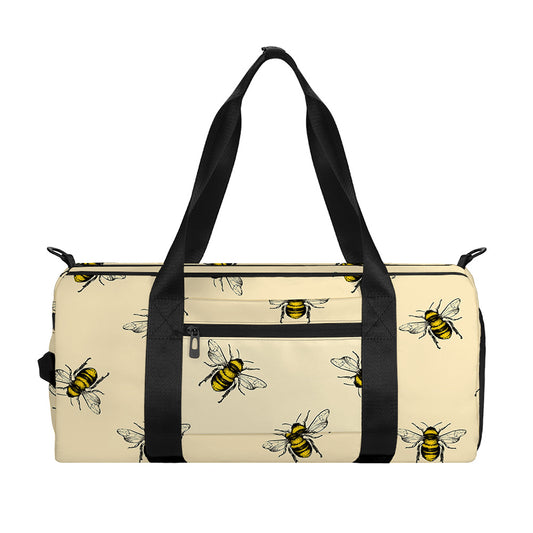 Vintage Bee Pattern Print Gym Bag